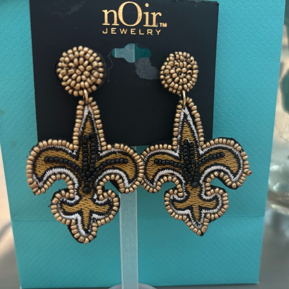 nOir Jewelry Gold and Black Beaded Earrings - Picture 3 of 3